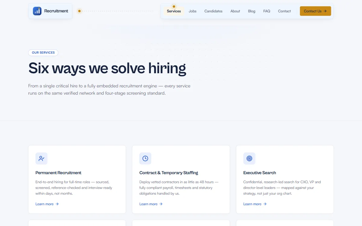 Recruitment Suite website services page